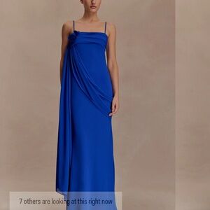 Meshki Cobalt Blue Flower Draped Gown - Leena dress
